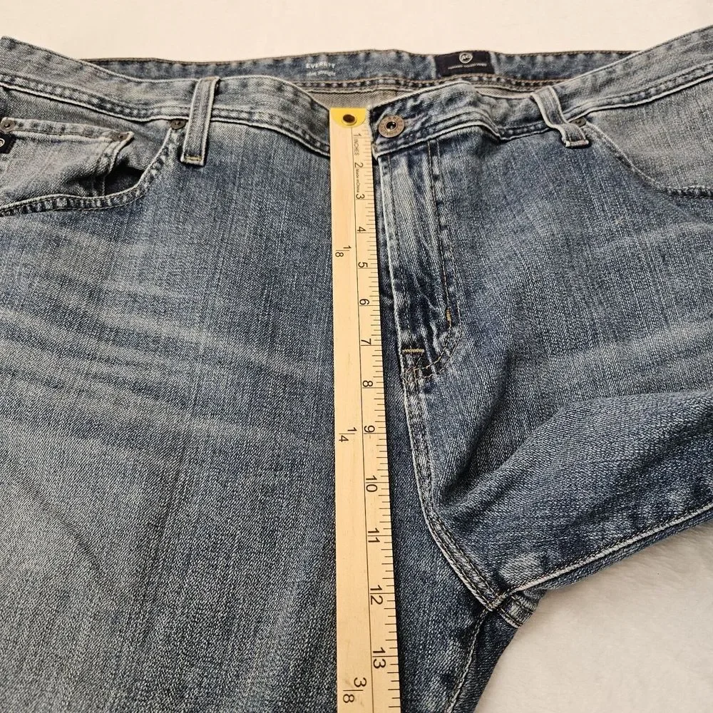 AG Jeans Mens 42x31 Everett Slim Straight Blue Medium Wash Denim Zip Fly Pockets
